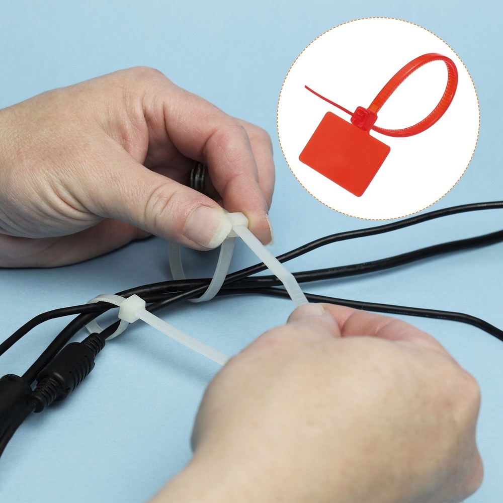 100pcs Marker Cable Zip Ties, 4 Inch Self-Locking Labels Zip Tie Wraps,Red