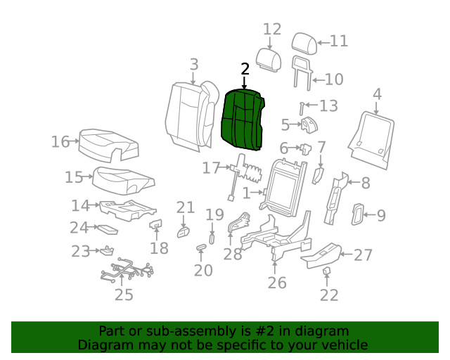 Genuine GM Seat Back Pad 88994770