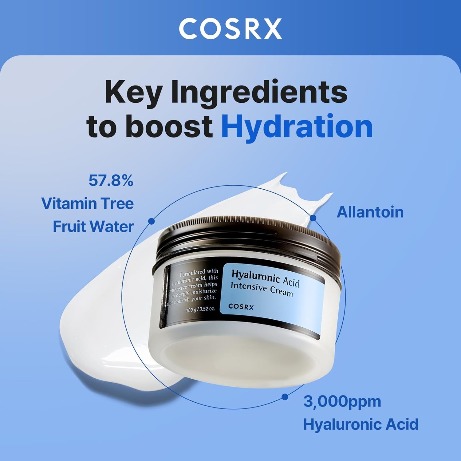 COSRX Hyaluronic Acid Moisturizing Cream | Long-lasting Hydration 3.52 oz
