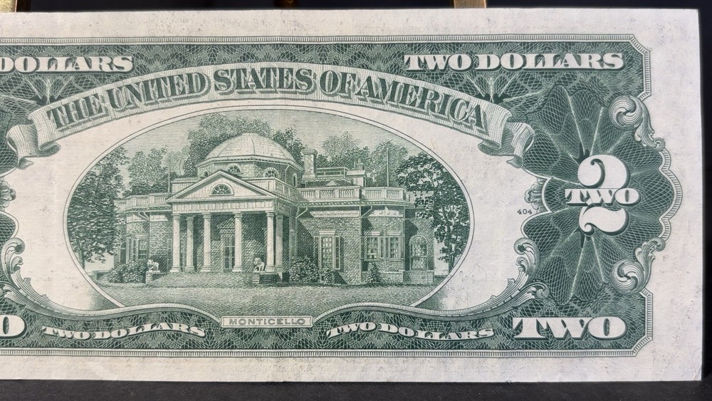 1953 B $2 Red Seal U.S. Banknote Misaligned Border Error