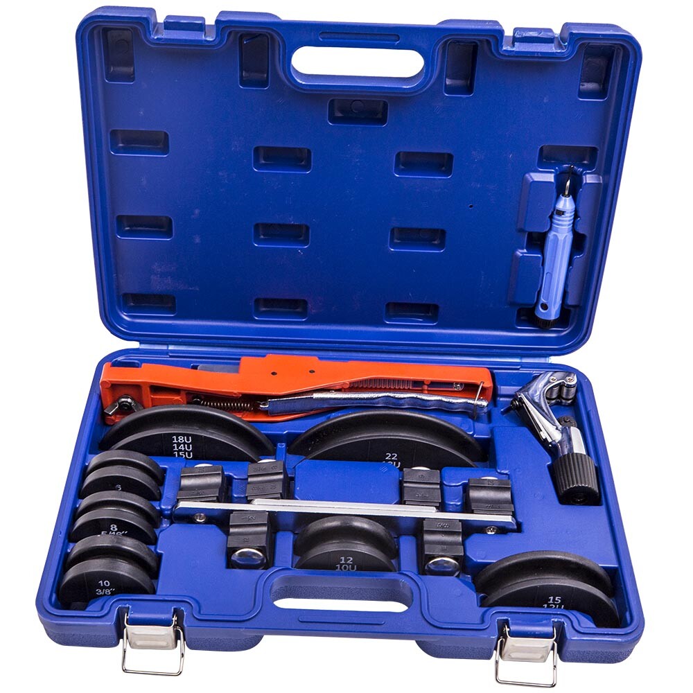 Ratcheting Pipe Bender HVAC Refrigeration Tube Bending Heads Cutter Tool Kit