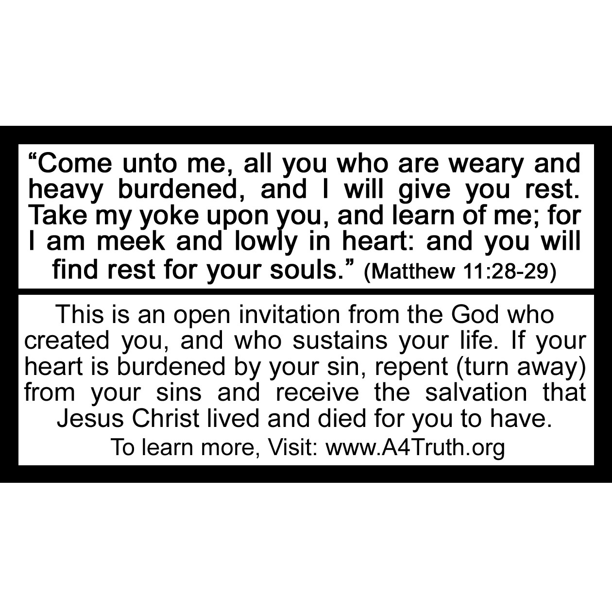 Tired Yet? | Gospel Tracts | Business Card Size | Pack of 50