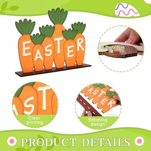 3Pcs Easter Decorations for Home Wooden Bunny Large 3Pcs Easter Wooden Sign