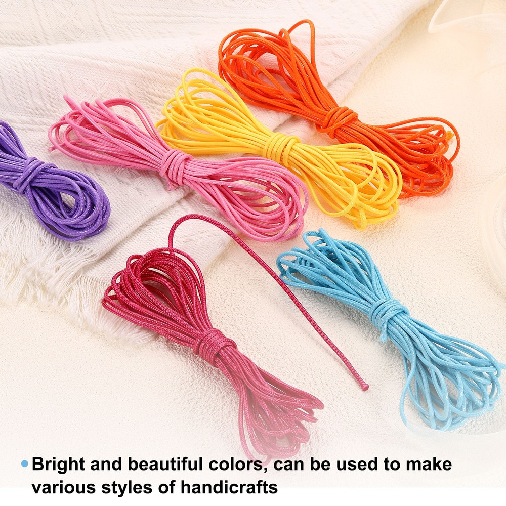 3Pcs Waxed Polyester Cord, 5.5 Yard 2mm Wax Bead Thread String, Yellow