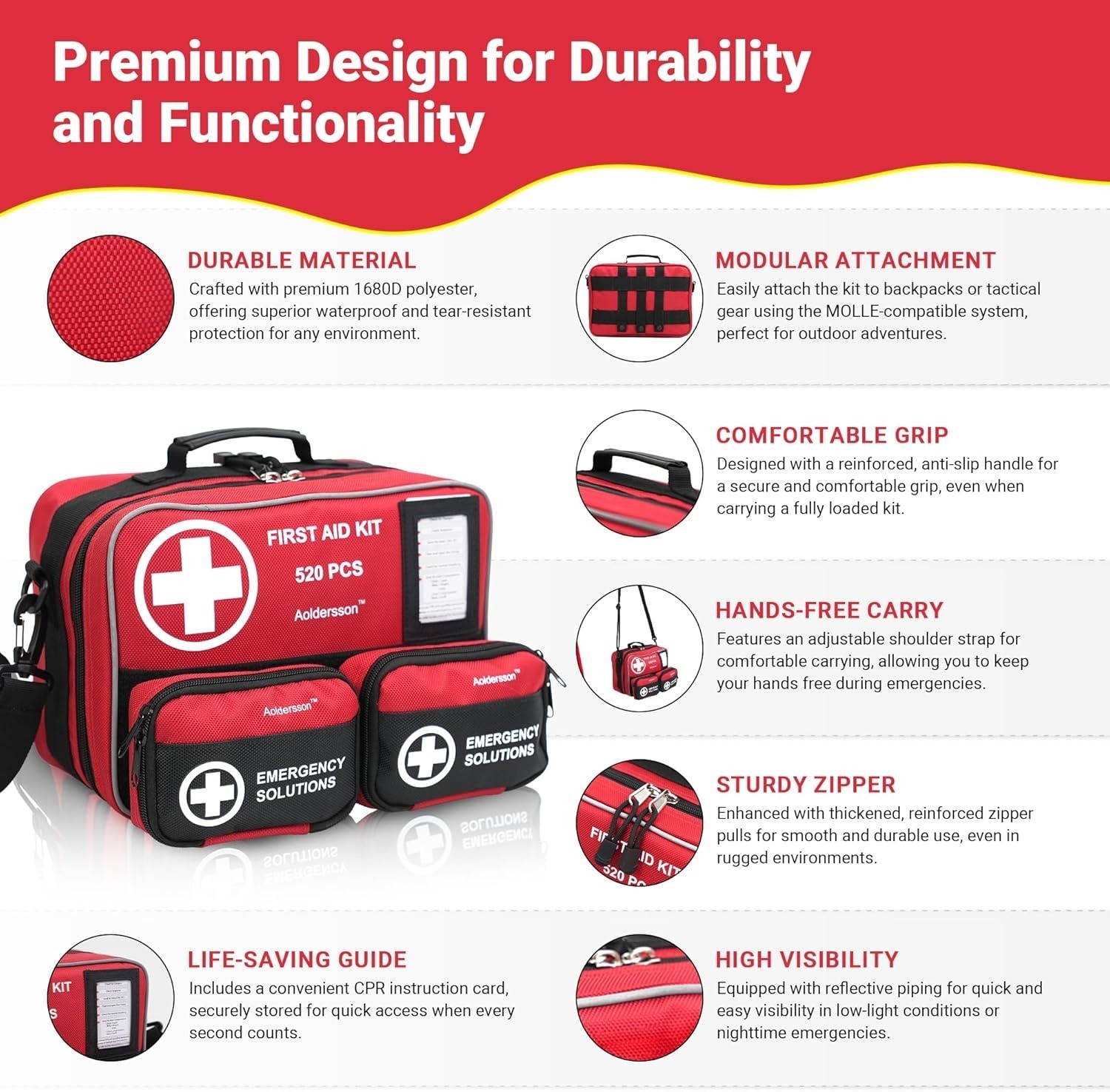 520 Pcs First Aid Kit Large Emergency Survival Medical Set For Car Home Camping