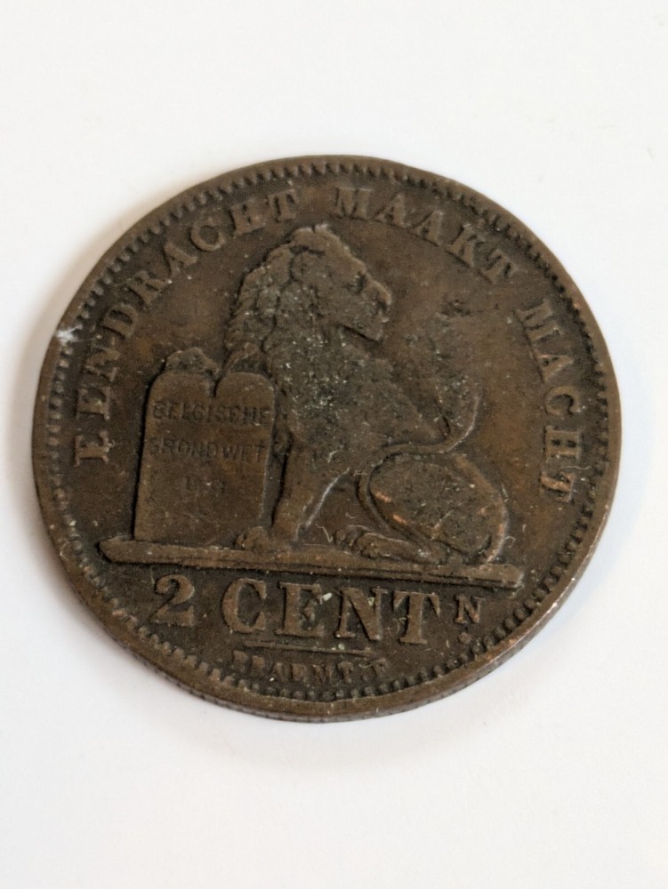1902 Belgium 2 Cent Circulated