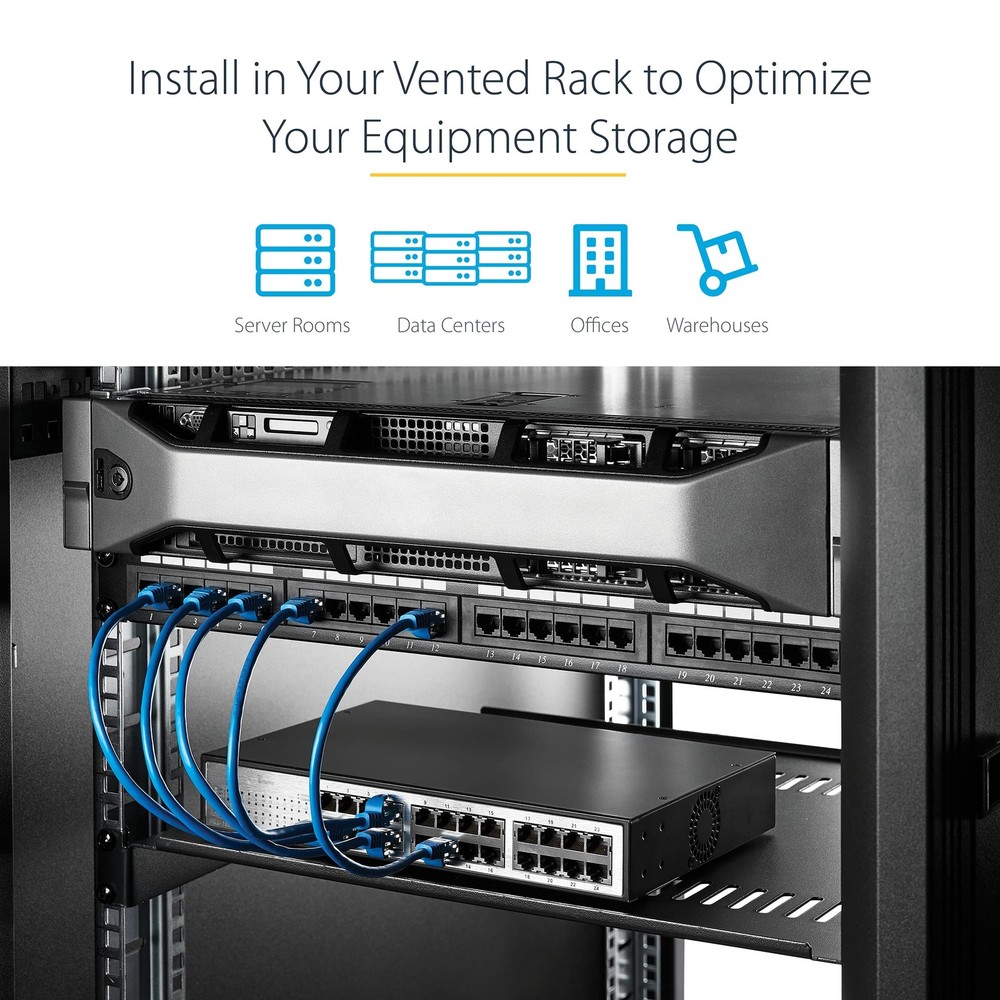 StarTech Vented 1U Rack Shelf For Server Rack or Cabinet - 16 in. Deep