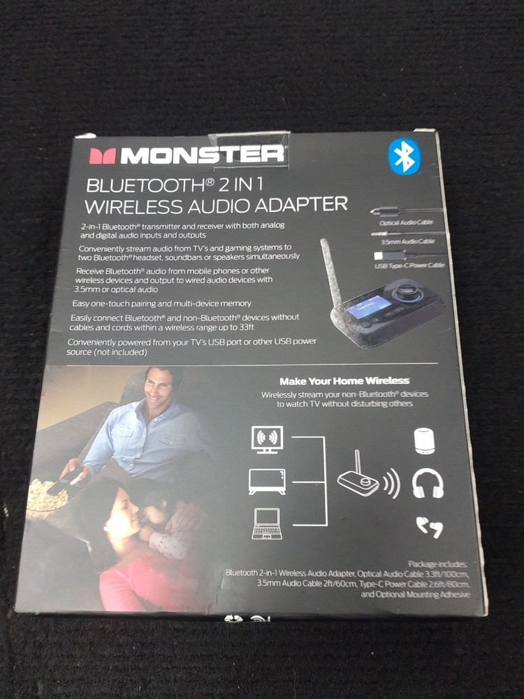 Monster MBA9-1011-BLK Bluetooth Wireless Audio Adapter Transmitter/Receiver