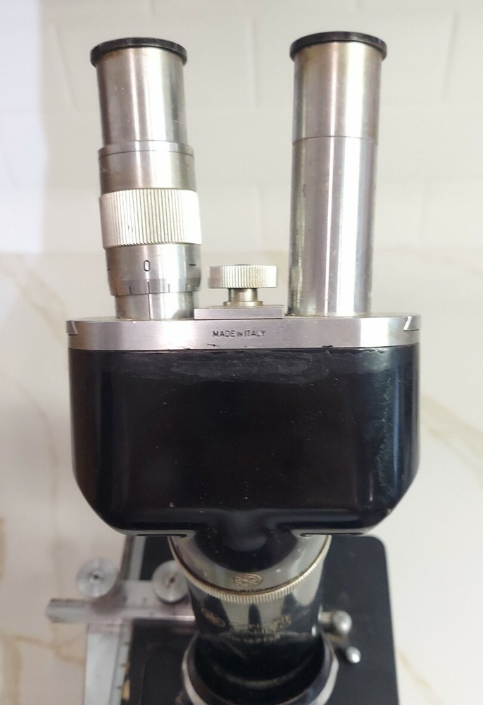 Vintage Officine Galileo Microscope w/ Original Case, Objectives & Light Source
