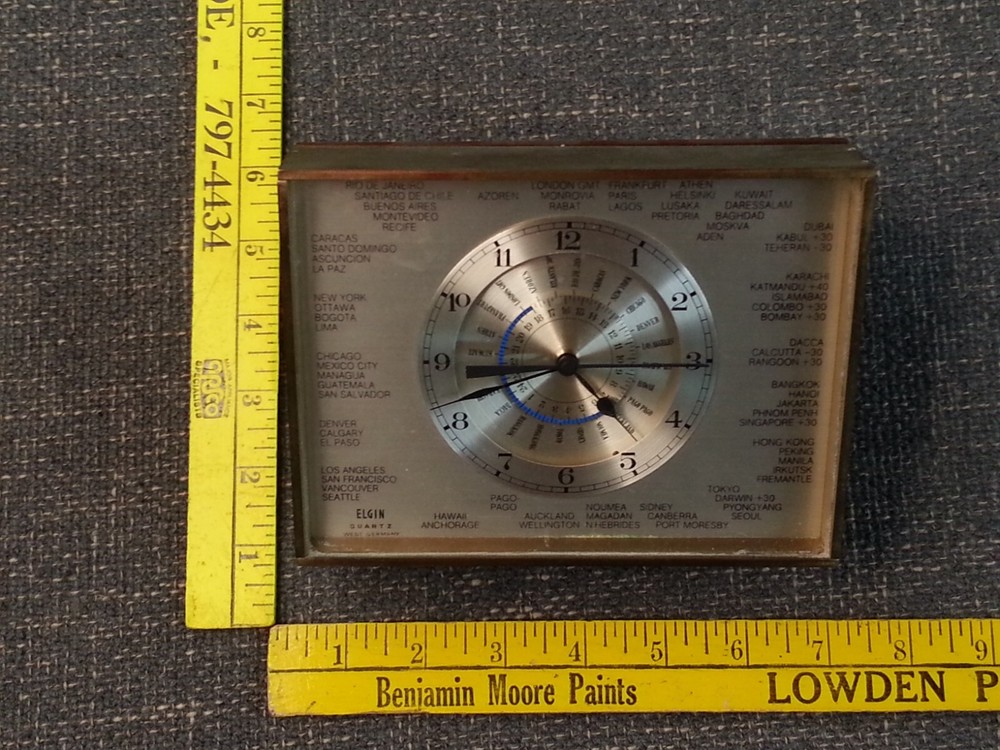 Vtg Elgin West Germany World Time Zone Clock