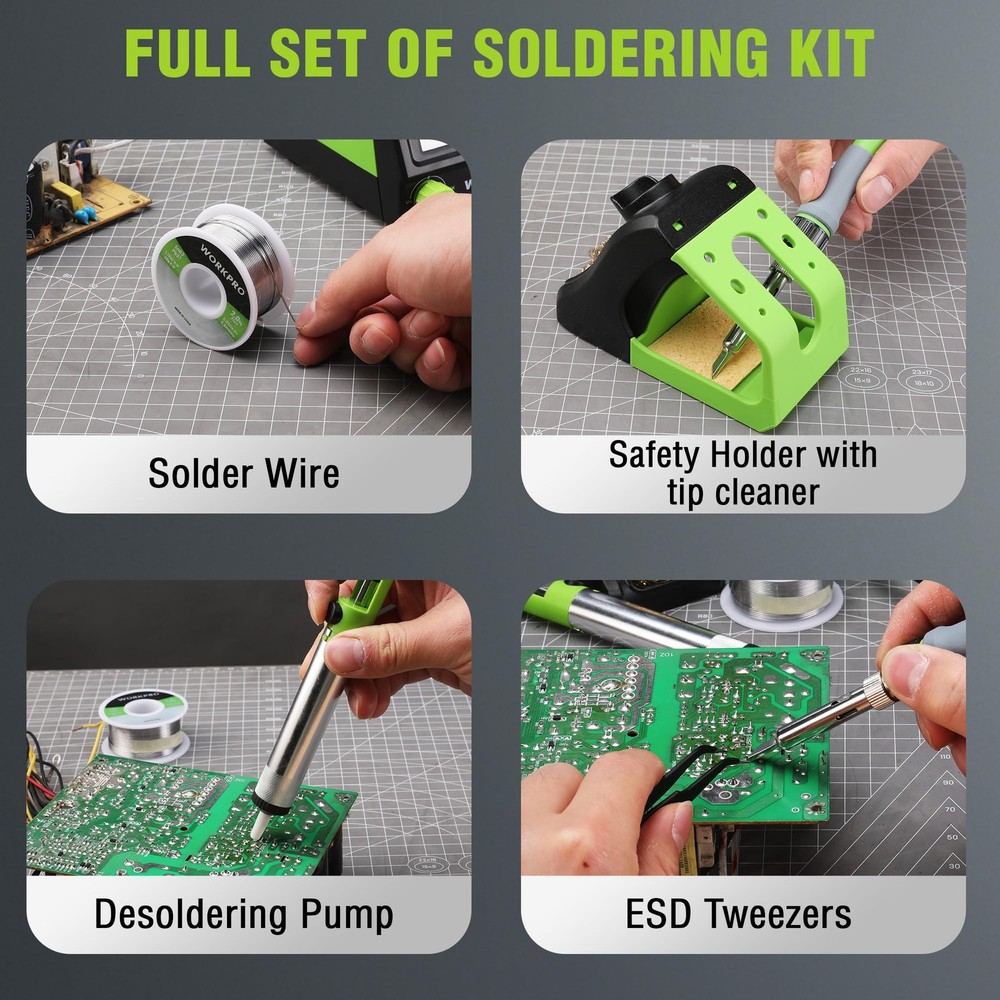 WORKPRO Soldering Station 60W Digital Display 5 Tips Precision Temp Electronic R