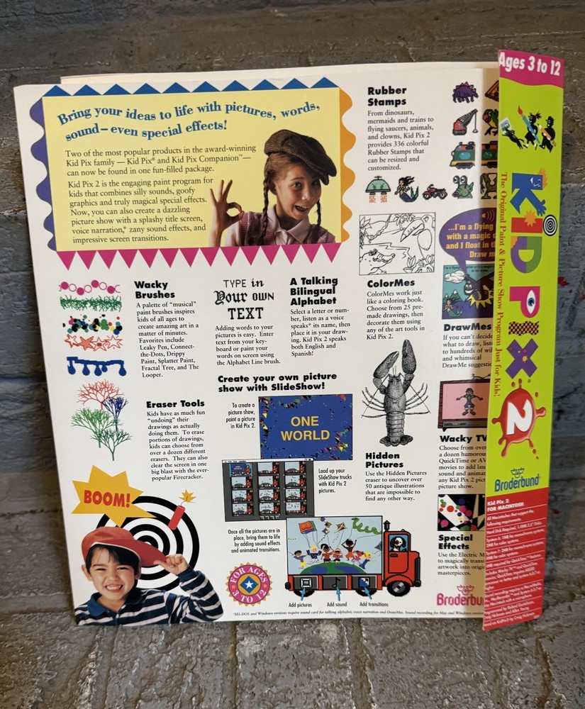 Kid Pix 2 Mac Floppy with Inserts + Kid Pix Studio Big Box *Read Description*