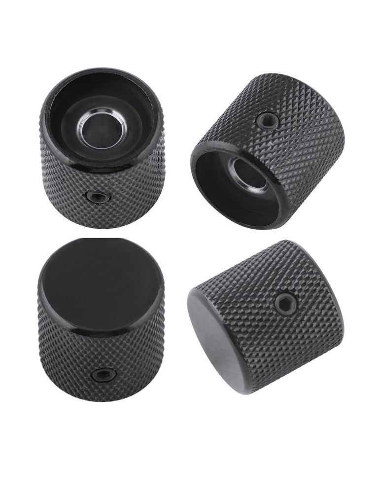 Rubatone Metal Guitar Knobs Flat Top Control with Black Knurled
