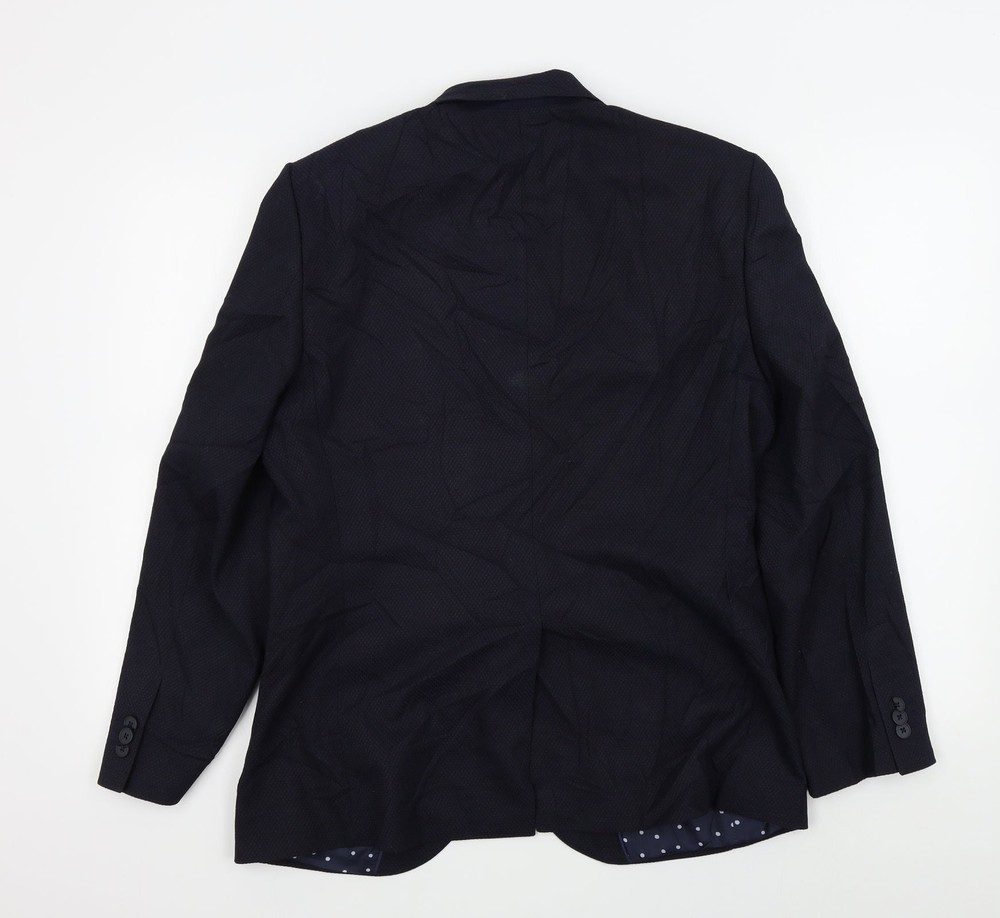 M&S Mens Blue Polyester Blend Jacket Suit Jacket Size 38