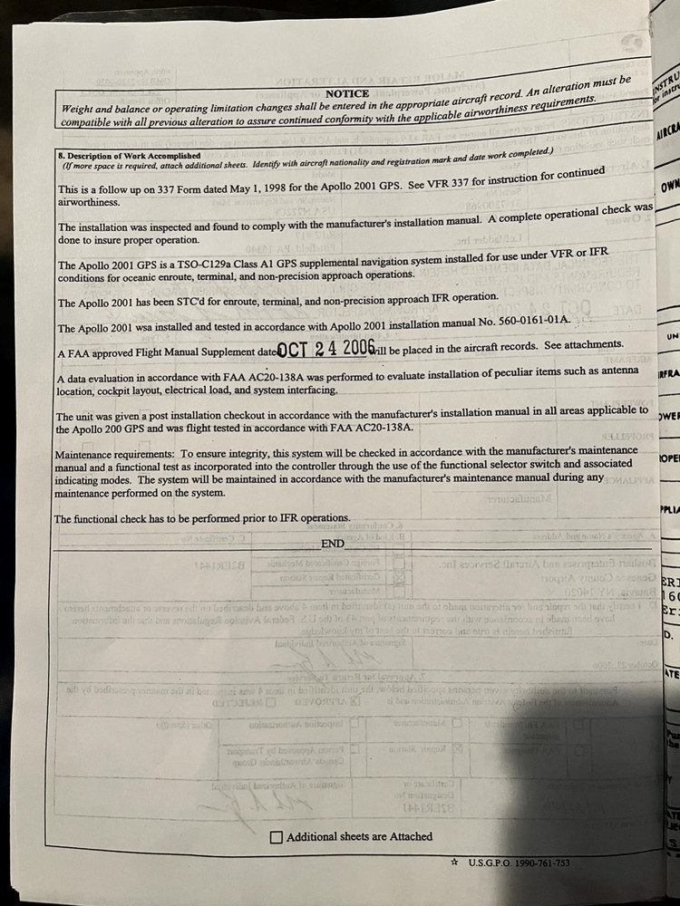 Apollo GPS NMS 2001 PN 430-0267-302, Tray, Reference Guide, Approach Checklists