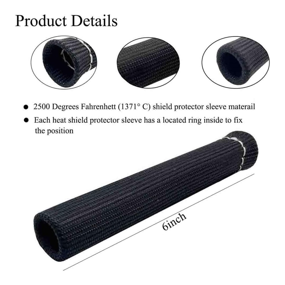 8PCS 2500° Spark Plug Wire Heat Shield Boots Black