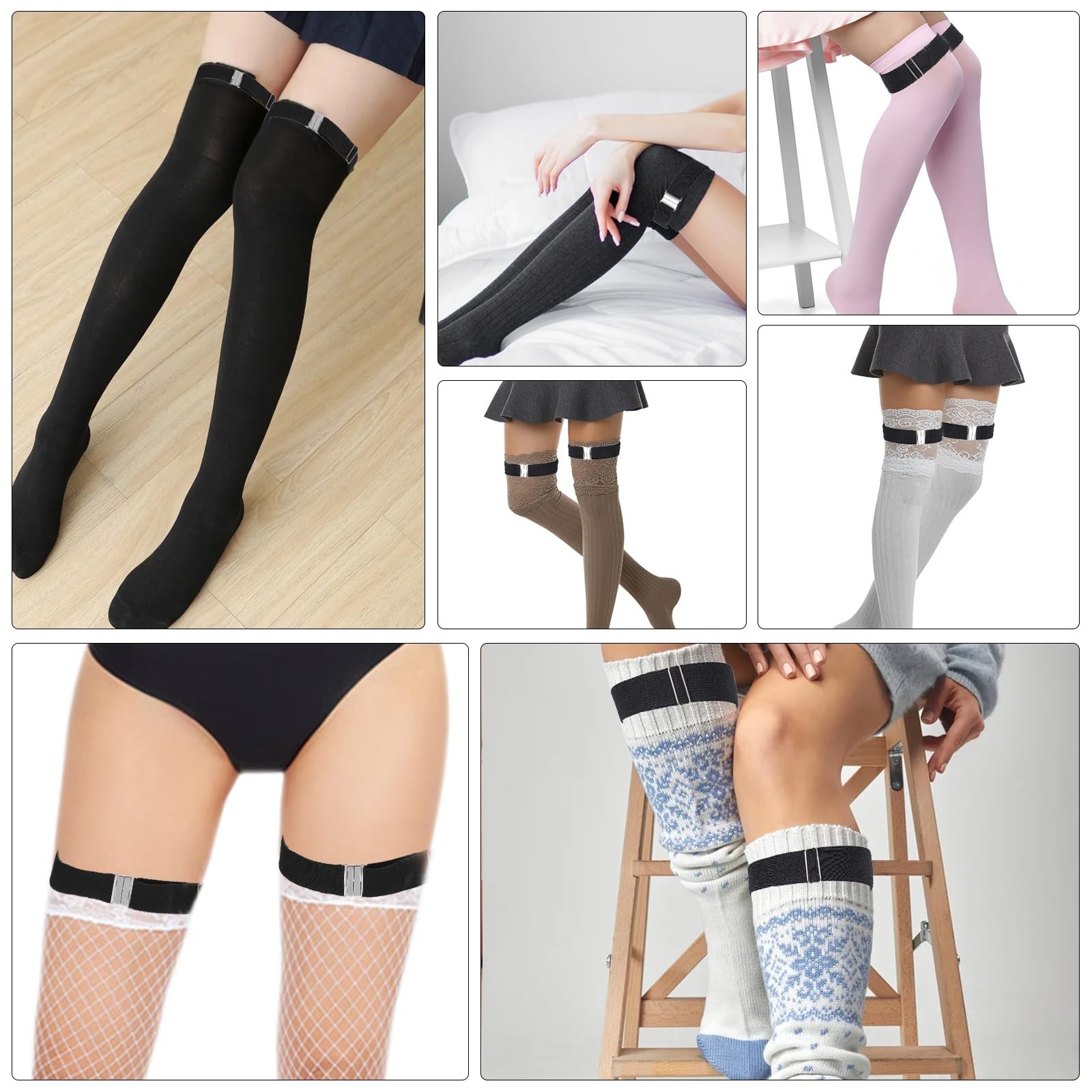 2PCS Plus Size Thigh Garter Belt Adjustable High Elastic Leg Garters Set