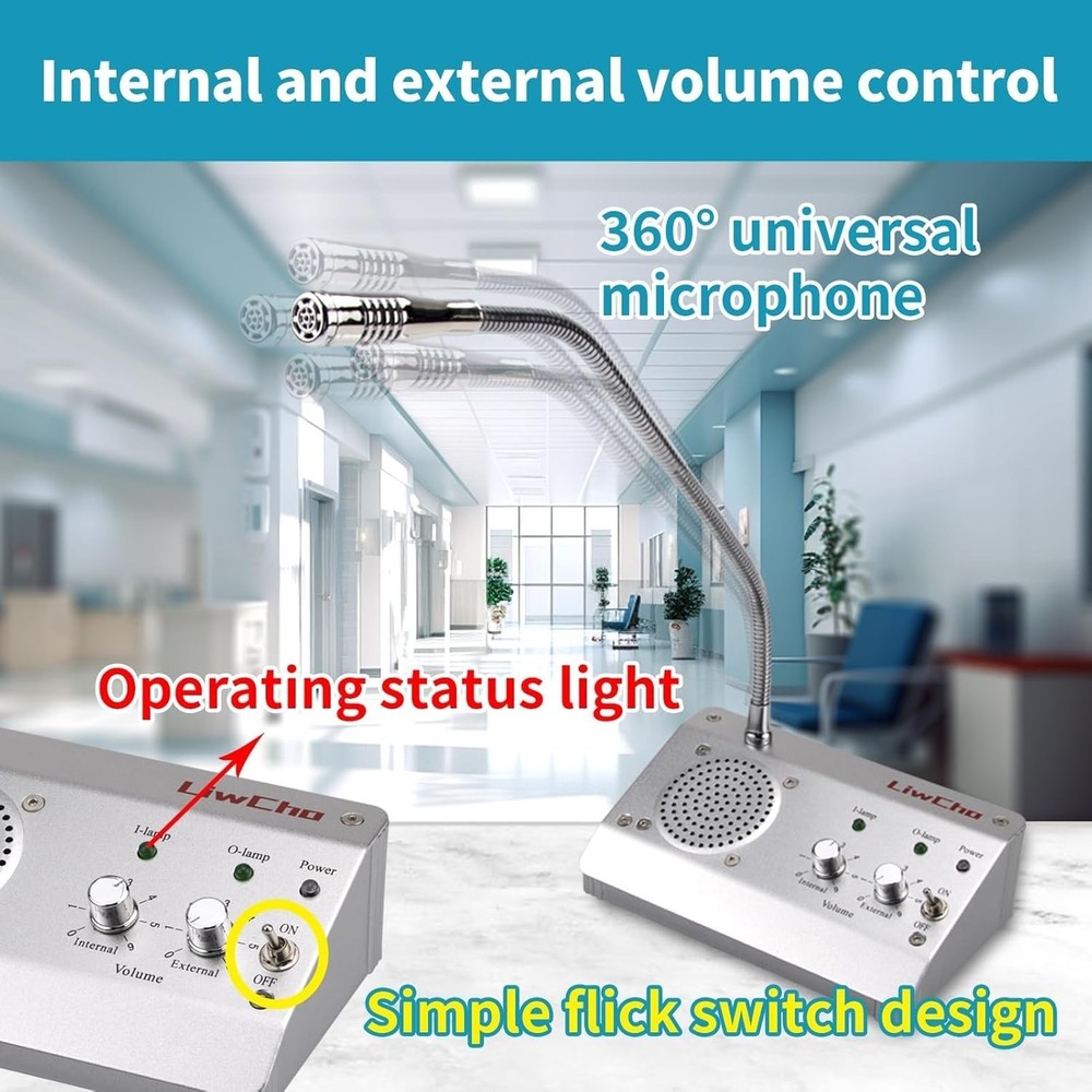 Intercom System Two Way Window Microphone Speaker for Bank Hospital Office