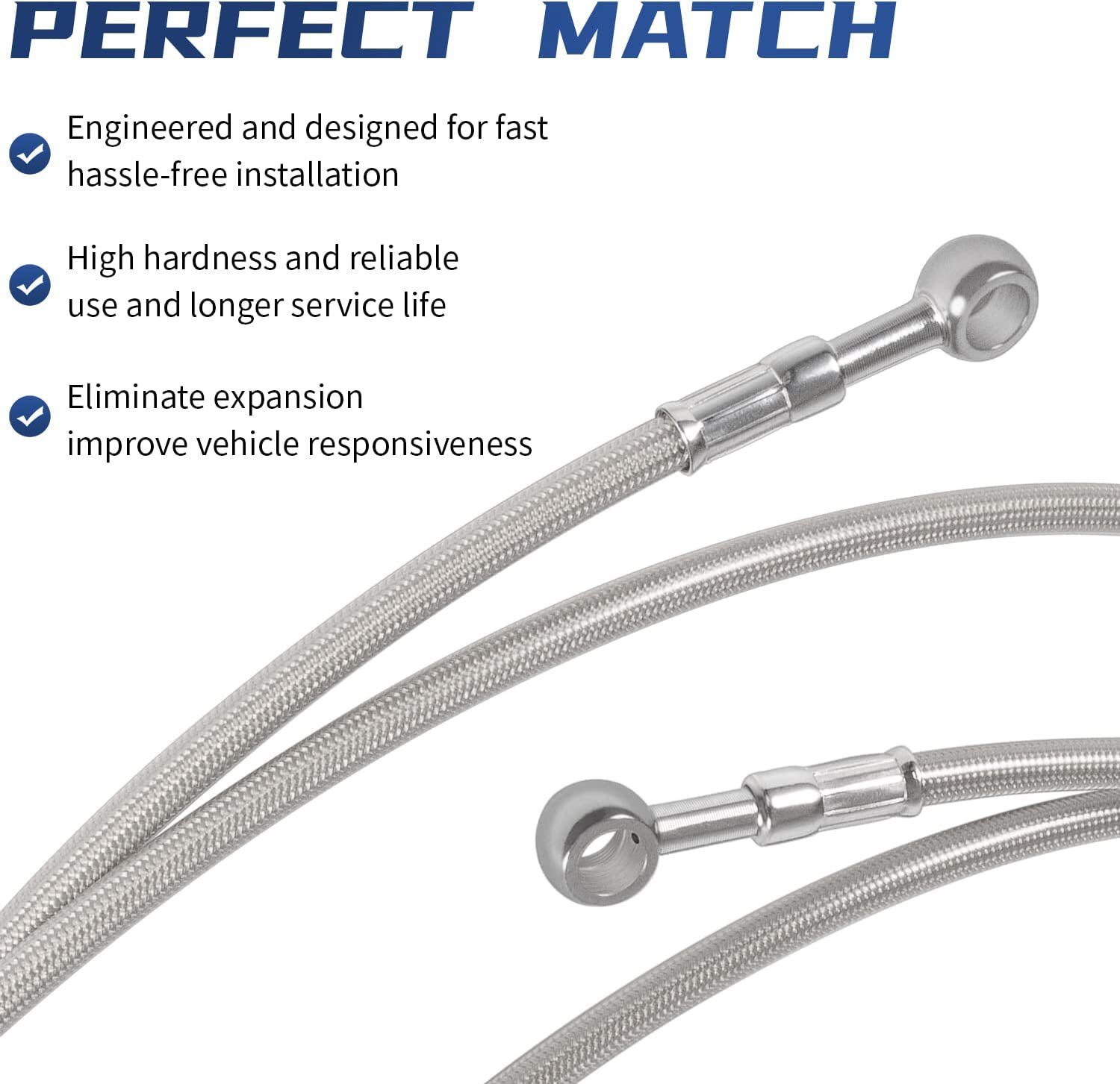 Front Steel Braided Brake Line Kit 3 Line +2" Fits Yamaha Banshee 350 1987-2015