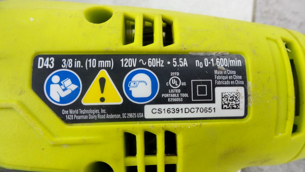RYOBI D43 3/8in CORDED DRILL (DNT BY-61B)
