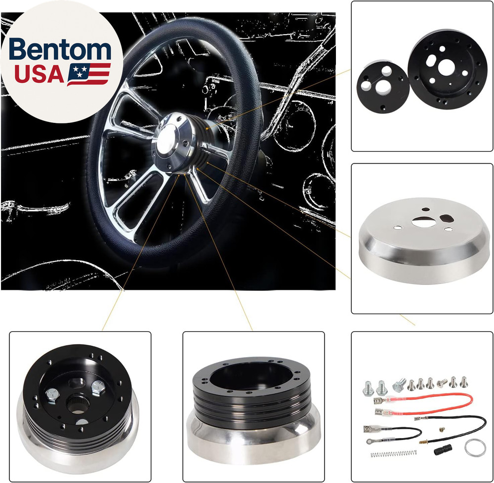 5 & 6 Hole Billet Steering Wheel Hub Adapter Black