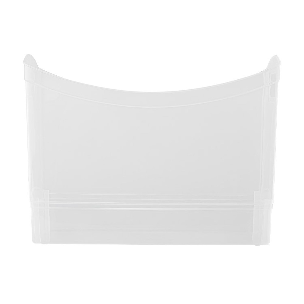 Large 12 Qt Clear Plastic Storage Bin with Handles, Narrow Rectangular Organizer