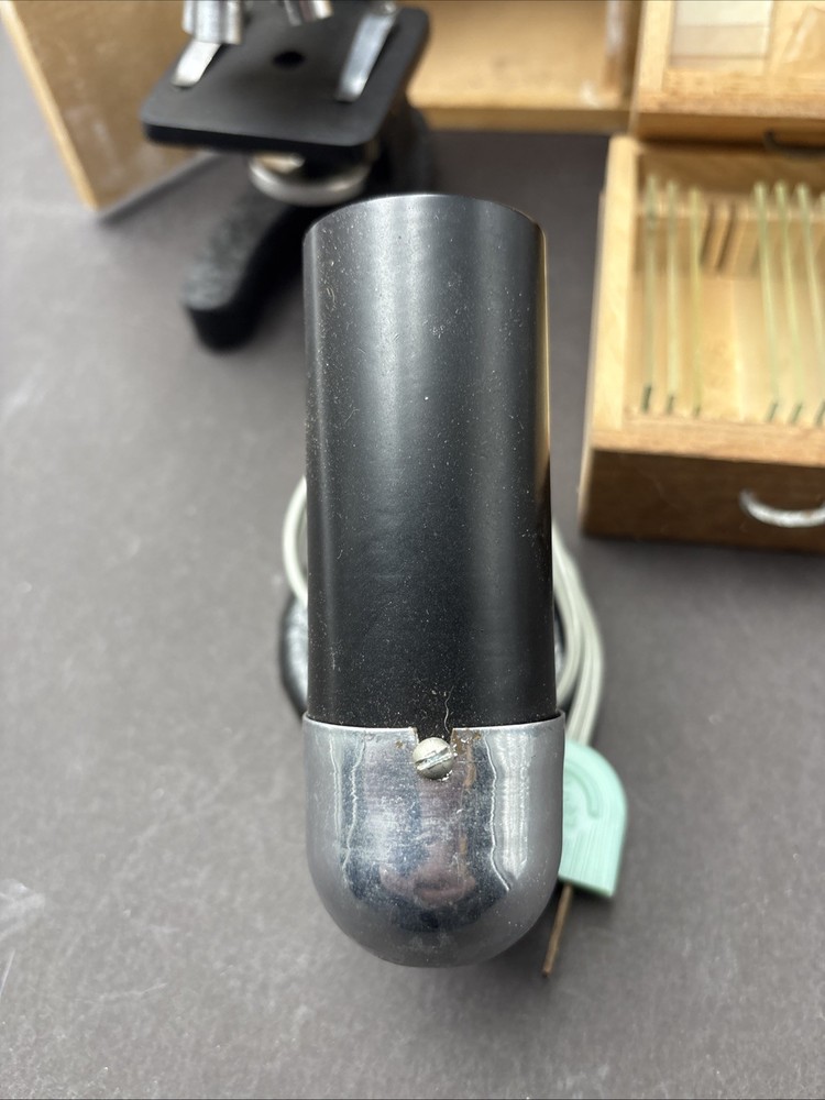 Vintage Precision Optical Co. Microscope Model 500 with CASE +LIGHT + Slides