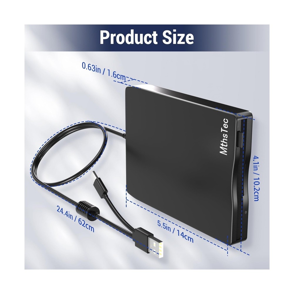 USB Floppy Drive, External 3.5" USB & Type-C External Floppy Disk Drive Porta...