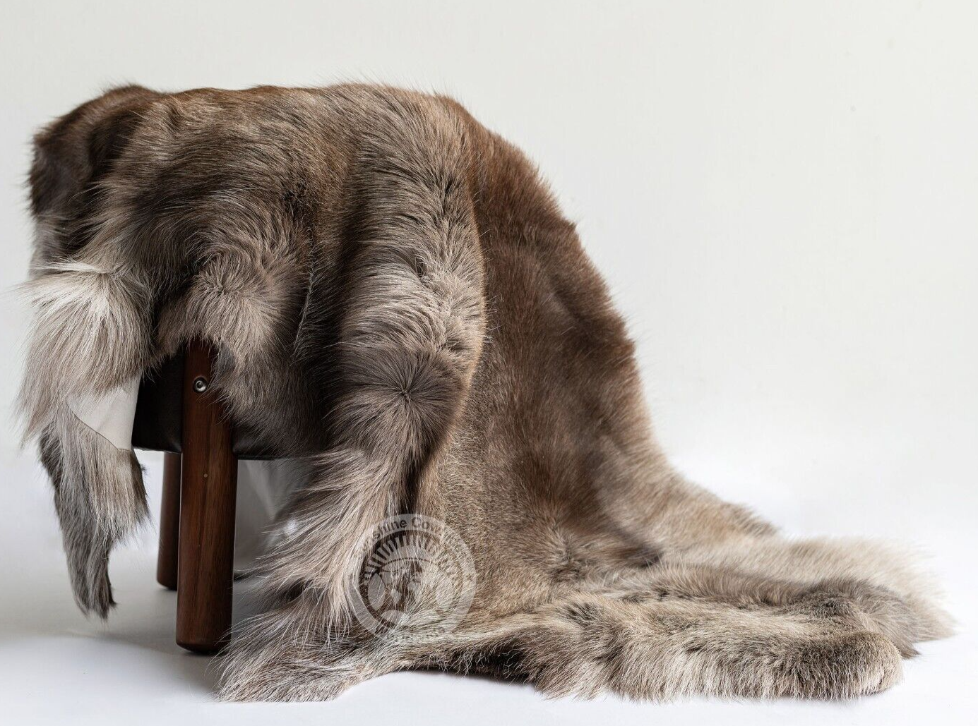 Real Greyish Scandinavian Reindeer Hide Rug - Size 3-4' x 4-5.5'