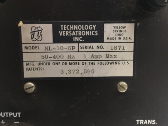 TECHNOLOGY VERSATRONICS LINURMASS MASS FLOWMETER MFG NL-10-6P
