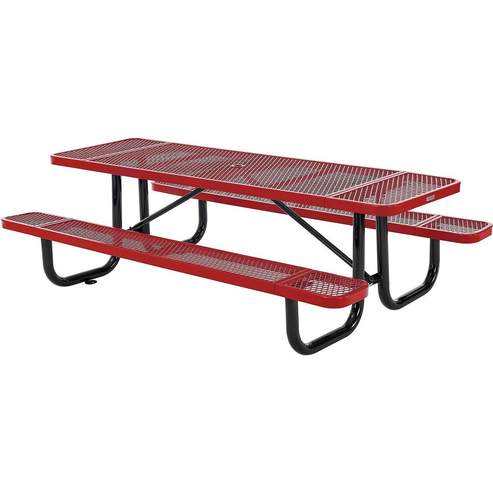 Global Industrial 8'L Rectangular Picnic Table Expanded Metal Red