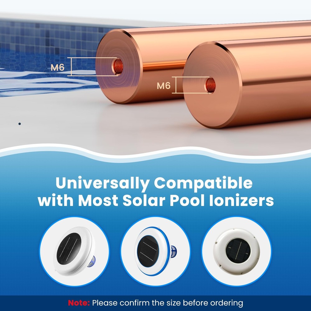 Troxlly Pool Ionizer Copper Replacement Kit Enhanced Thickened Copper Rod 2P...