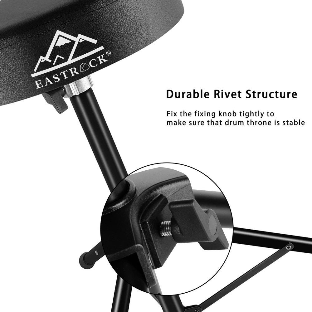 Drum Throne Adjustable Padded Drum Stool Folding Seat Black