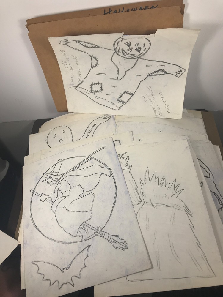 Lot (10+) Halloween Illustrations Drawing ghost pumpkin witch tracing