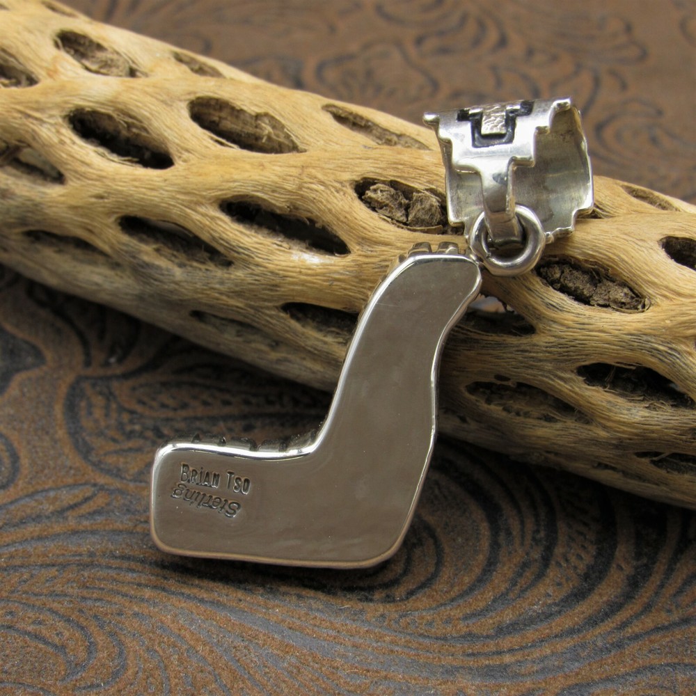 *Coral Sterling Silver Pendant by Brian Tso
