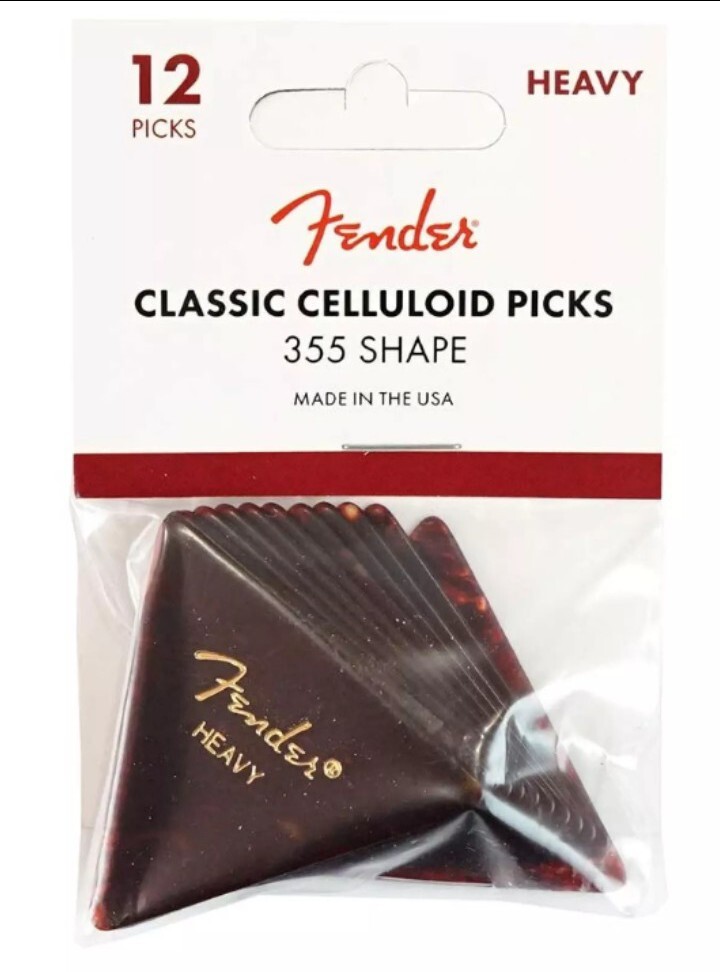 Fender Triangle Tortoise Celluloid 355 Heavy Picks 3 Pack