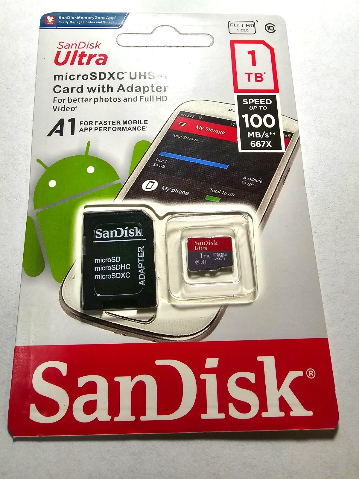 SanDisk Ultra 1TB Micro SD MicroSDXC A1 UHS-I Class 10 4K HD Memory Card