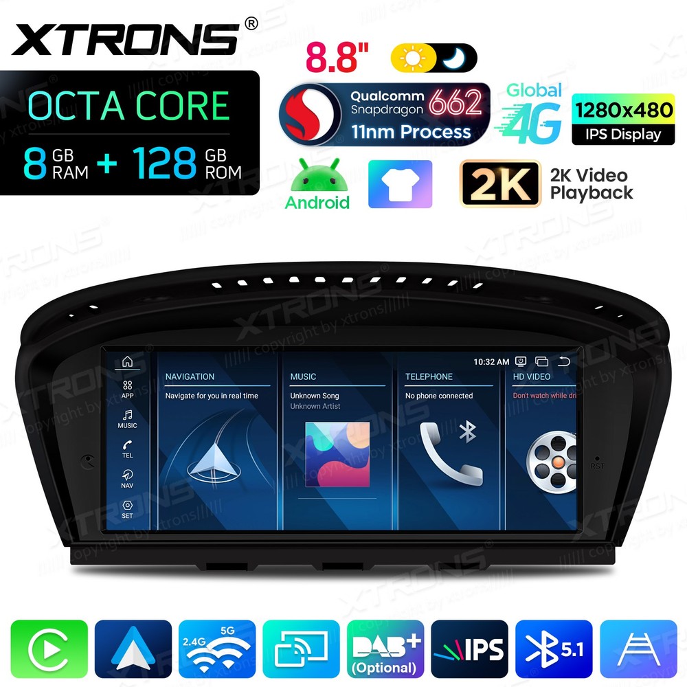 Display Screen for BMW E60/E61/E90/E91/E92/E93 CIC Android 14 8+128G CarPlay 4G