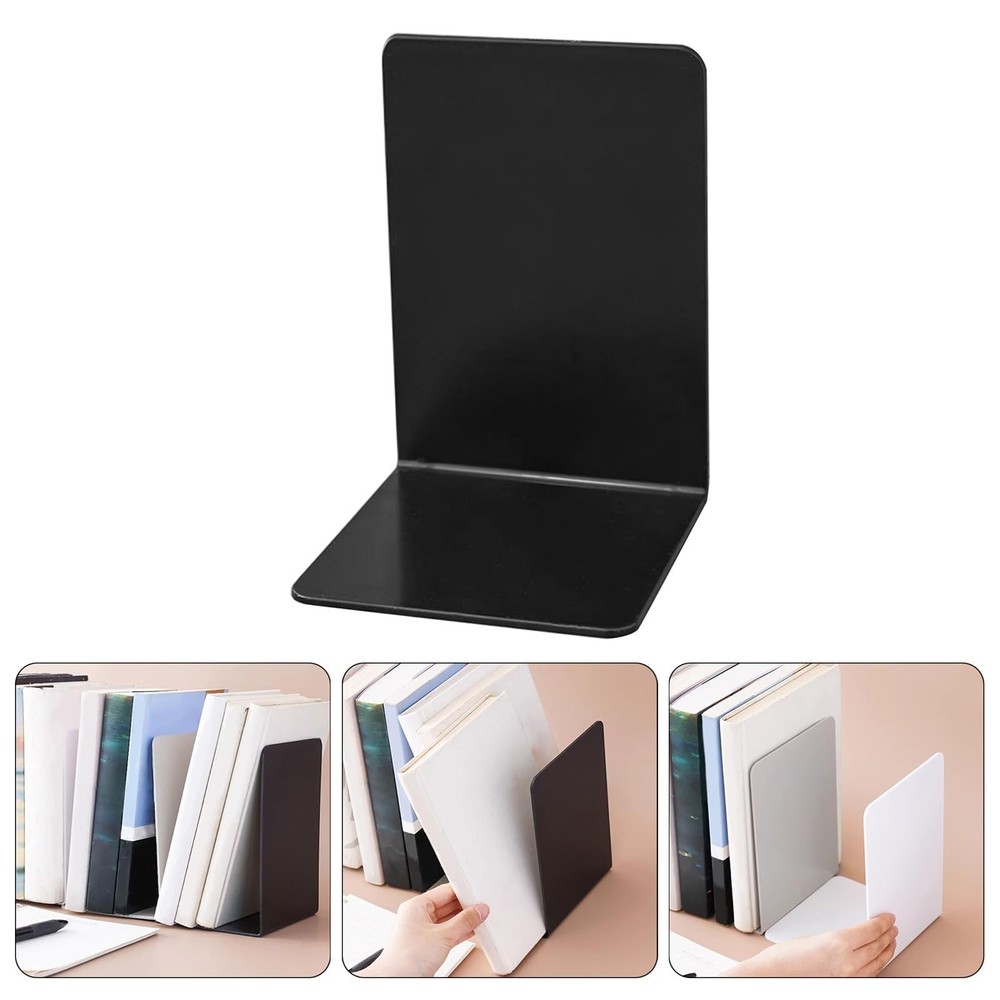 Book End L-Shaped Bookends Holders Shelf Support Rack Book...