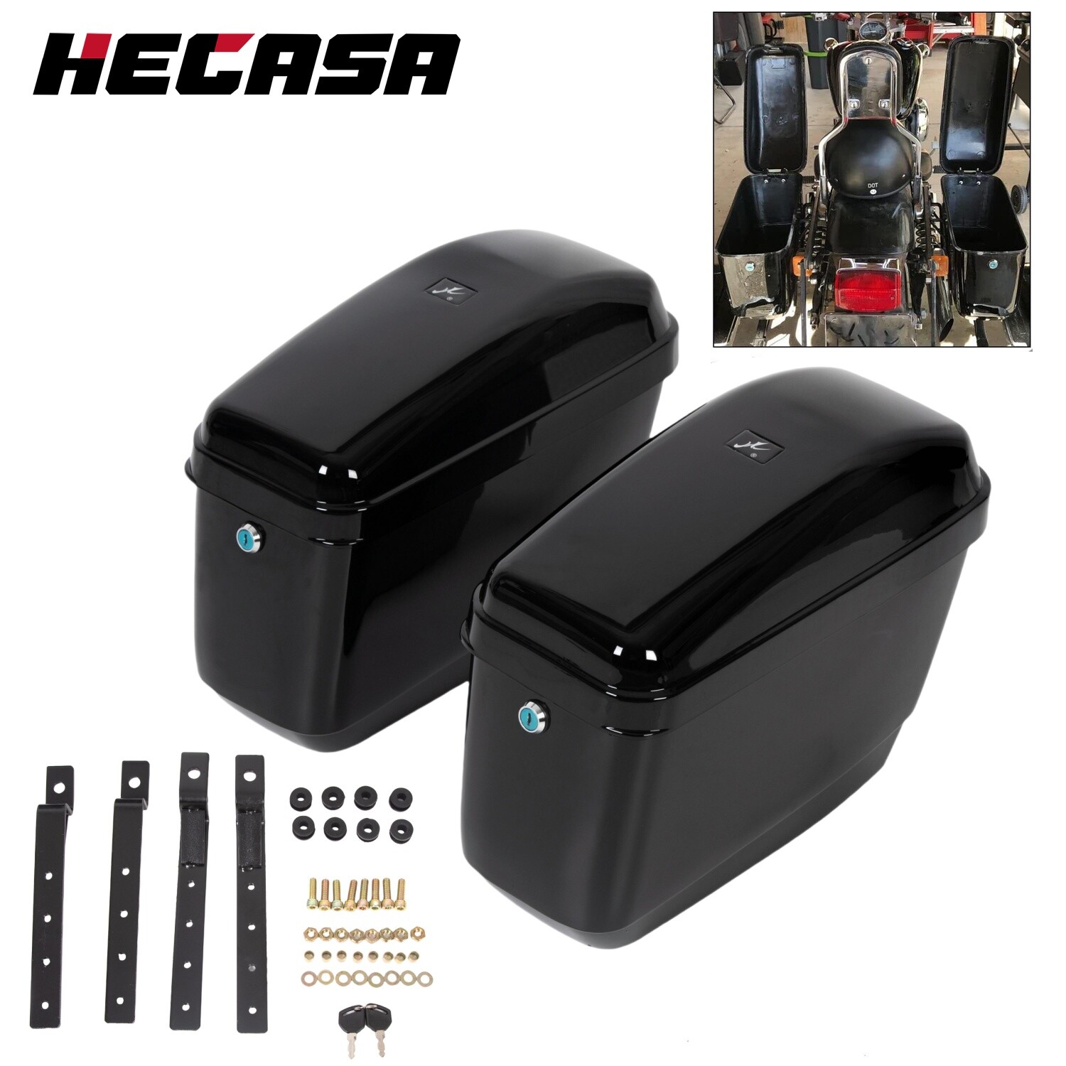 Motorcycle Hard Saddlebags Bags Luggage For Harley Honda Suzuki Yamaha Cruiser