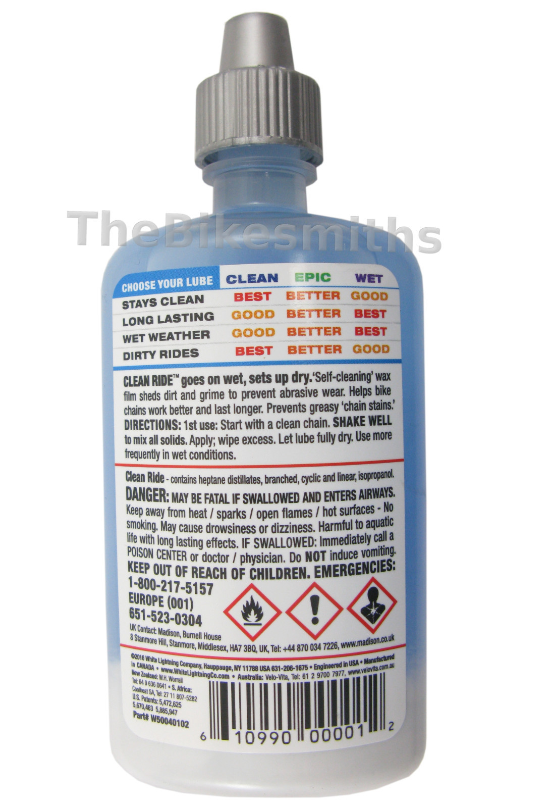 White Lightning Clean Ride 4oz Wax Chain Lube Squeeze Bottle Road Urban MTB Bike