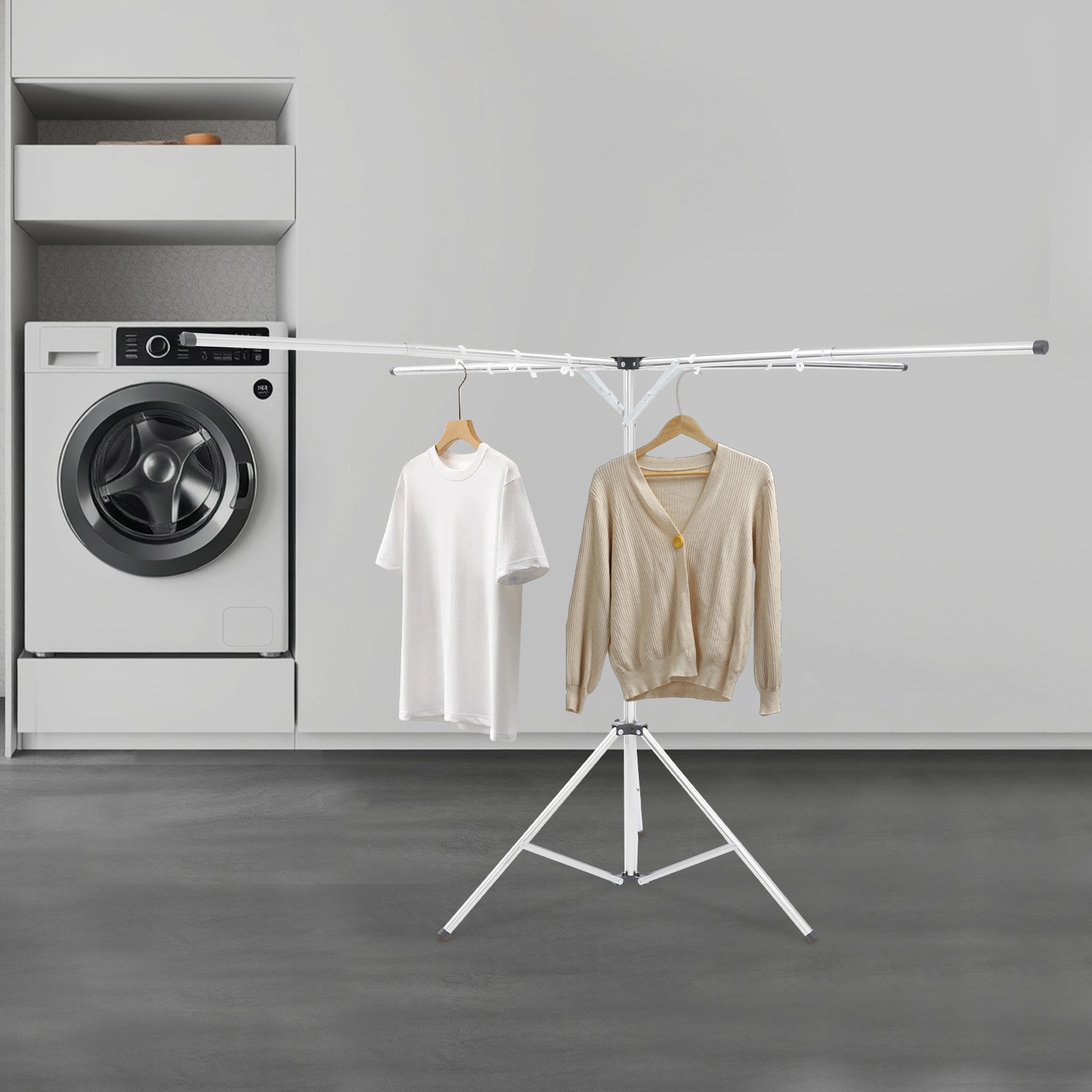 Folding Tripod Clothes Drying Rack Adjustable Clothes Rack X-Shaped Clothes Rack