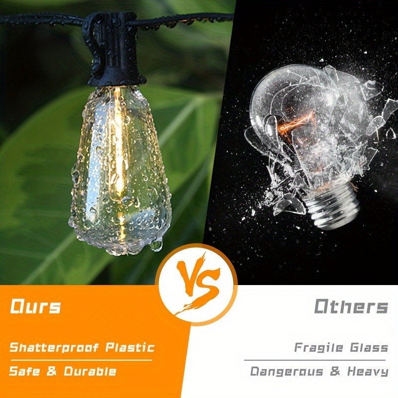 50FT Solar String Lights for Patio Waterproof Outdoor Connectable ST38 LED Light