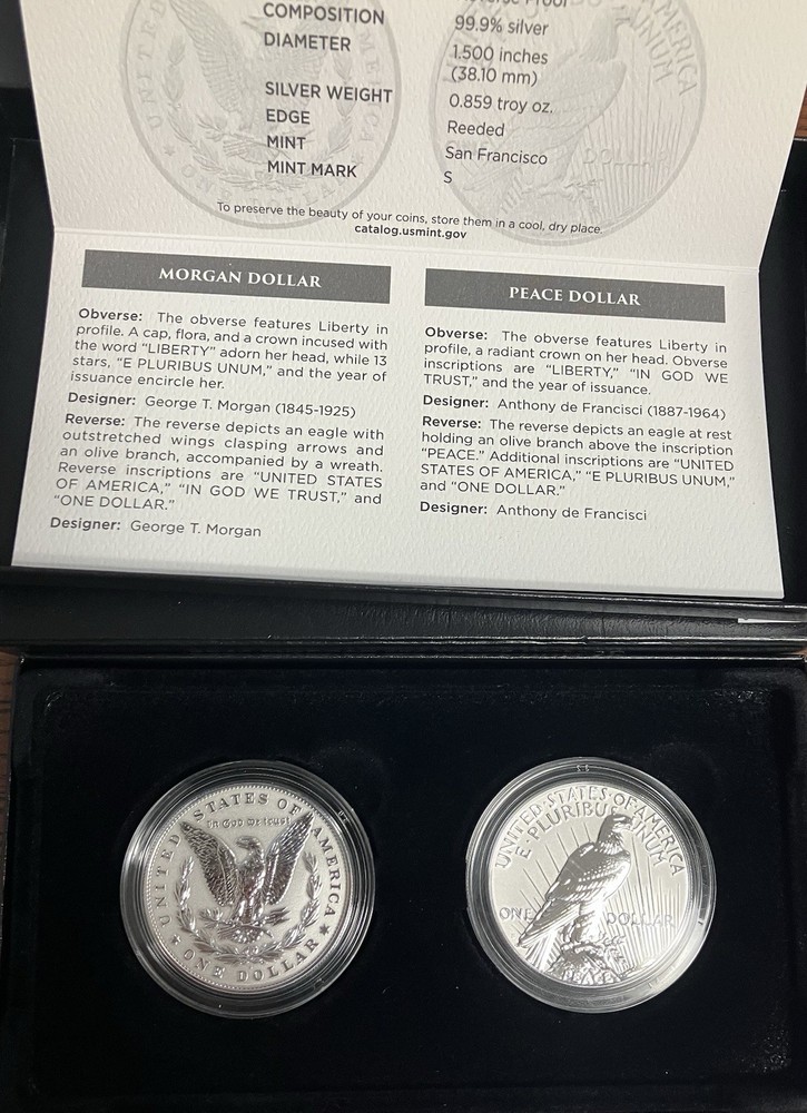 2023 $1 Reverse Proof American Silver Eagle Designer Edition 2pc Set, OGP 092505