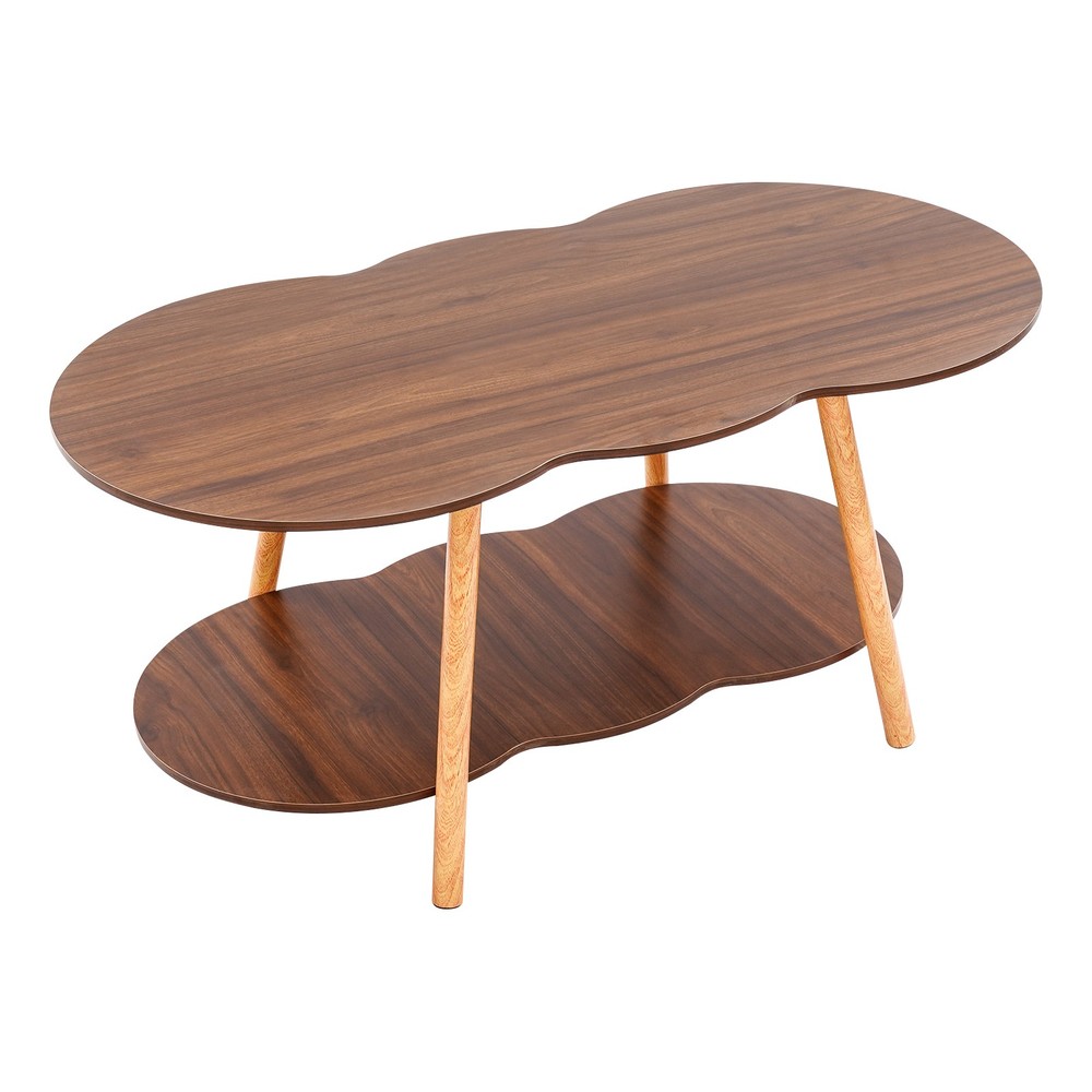 2 Tier Cloud-shaped Sofa Table Modern Coffee Table End Table for Home Office