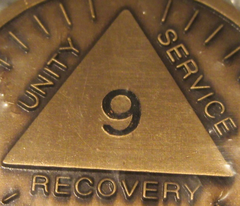Alcoholics Anonymous AA 9 Year Sunshine Bronze Medallion Token Chip Sober