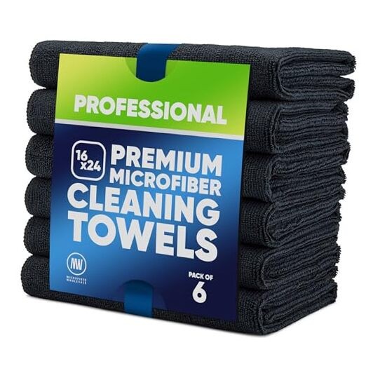 1" x 24" Pro Multi Surface Microfiber Towels | Pack () 16x24 6 Black