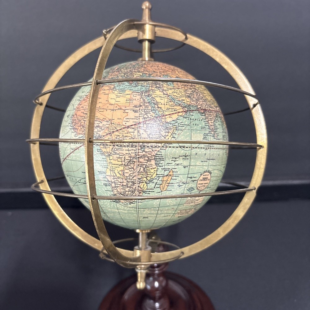 Vintage Weber Costello Co 12” Authentic Models Globe Sphere Brass Frame