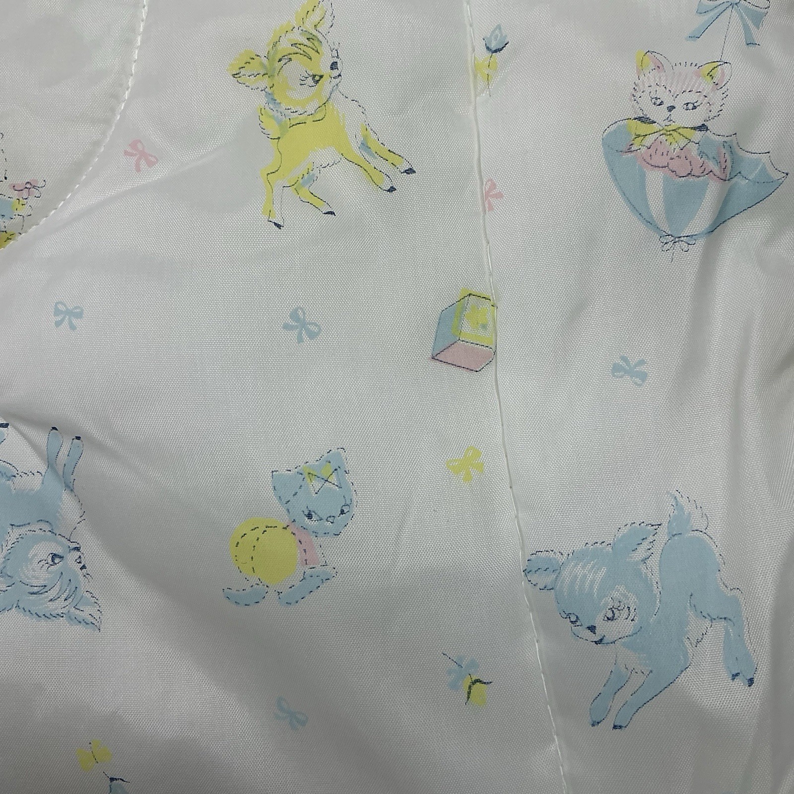 Vintage 1960s/70s pastel animal print Toddler sleeping bag 22 x 31 USA made NOS