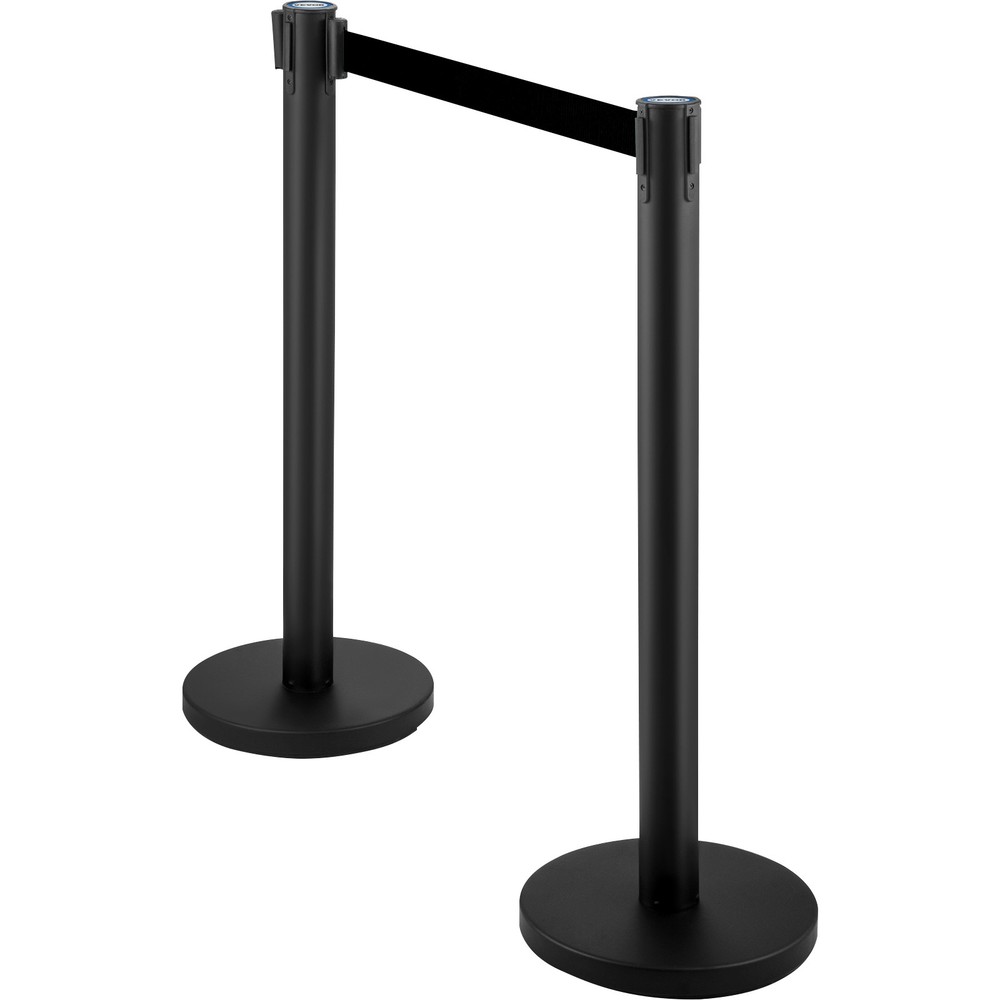 6Pack Crowd Control Barrier Queue Poles Black Retractable Belt Stanchion Posts